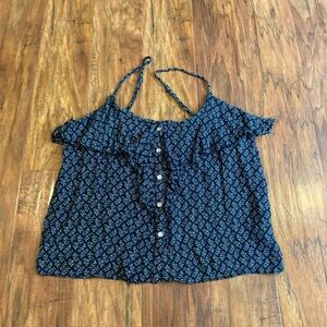 American Eagle Spaghetti Strap Floral Ruffle Tank Women’s Small